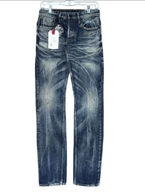 Denham Japanese Selvedge Straight Jeans in Distressed Blue Clean Style Casual